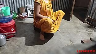 young indian girlfriend bends over for hardcore doggystyle pounding during house cleaning