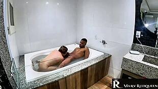 Milf Wife Didn't Wait Jumps In Hydro With Big Cock Negro Creampie Fills Her Ass Licking Tits Hard!