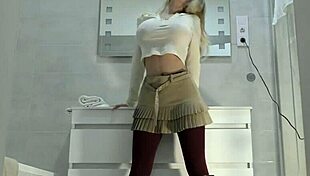 hot tight shaved pussy big tits girl comes for casting turns into a porn shooting for pantyhose academy