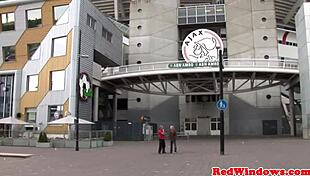 Pierced dutch hooker gets facial after blowjob
