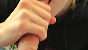 skinny milf smokes and swallows cock