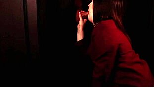 Student sucks cock at the gloryhole for first time