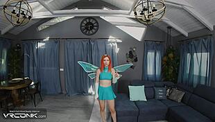 skinny redhead bloom sucks huge cock in winx cosplay