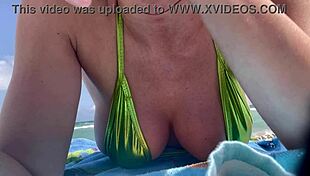 Italian Big Tits Milf Artemisia Love Rocks Micro Bikini! Miami Public Beach Tease