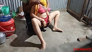 young indian girlfriend bends over for hardcore doggystyle pounding during house cleaning