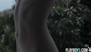 Two Petite Milf Babes Seduce with Outdoor Playboy Striptease