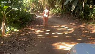 big ass wife struts naked down public road outdoors