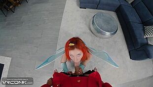 skinny redhead bloom sucks huge cock in winx cosplay