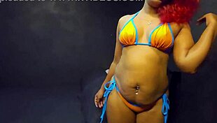 Luscious Orange Blue Bikini Try-On Teases Nilmini Sheron's Wet Pussy And Tits With Husband Dushantha