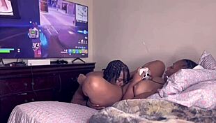 Stepbrother interrupts stepsister game to fuck her pussy