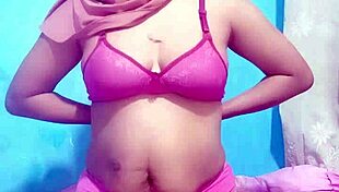 Indonesian hijab girl masturbates with dildo