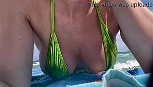 Italian Big Tits Milf Artemisia Love Rocks Micro Bikini! Miami Public Beach Tease