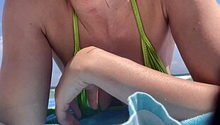 Italian Big Tits Milf Artemisia Love Rocks Micro Bikini! Miami Public Beach Tease