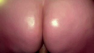 creamy hairy pussy bouncing on a fat dildo 😈