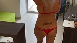 lisa flashing her body on the balcony in sexy lingerie