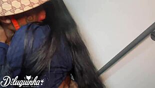 secret dorm stair fuck ends with cum in mouth