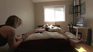 milf teases her bound boyfriends feet and cock to orgasm