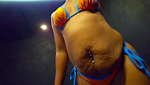 Luscious Orange Blue Bikini Try-On Teases Nilmini Sheron's Wet Pussy And Tits With Husband Dushantha