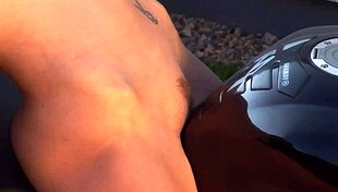 blonde bombshell caylian curtis fingers herself in fishnets as a bikers dream