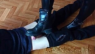 foot fetish dominance from girls in boots