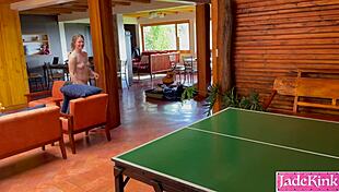 Naked ping pong with daddy leads to rough sex