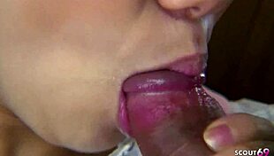 Petite japanese teen gives sloppy blowjob to old guys
