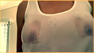 Wife shows amazing tits in braless wet singlet