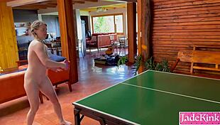 Naked ping pong with daddy leads to rough sex