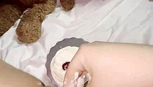 My kinky virgin step sister uses cake for masturbation instead of college