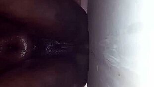 Big titty milf shows round ass in backroom