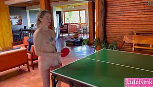 Naked ping pong with daddy leads to rough sex