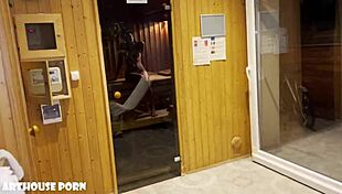 oily petite latina foot fun in sauna