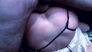 Blonde in stockings and heels gets some anal pounding from a guy in a suit