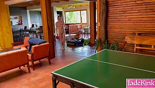 Naked ping pong with daddy leads to rough sex