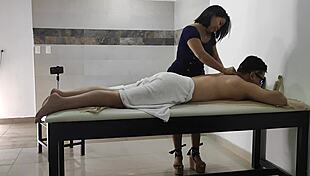 massage gets hot with big ass latina brunette