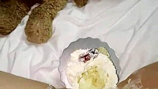 My kinky virgin step sister uses cake for masturbation instead of college