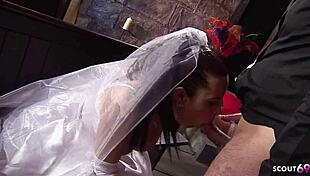 Frustrated bride seduces for risky church fuck