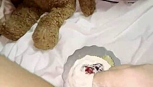 My kinky virgin step sister uses cake for masturbation instead of college