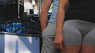 stranger gets risky public bus handjob and fuck