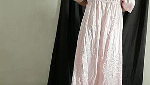 Indo girl tries new satin outfit on big ass