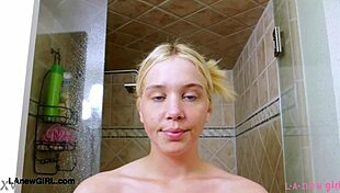 captivating blonde model took a shower after photoshoot