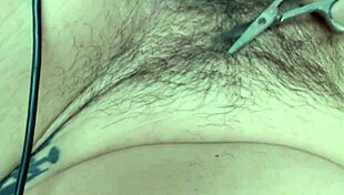 Hairy pussy and asshole shaving for big clit cutie