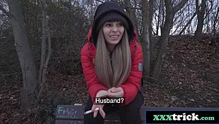 sleazy guy fucks big tits beauty outdoors