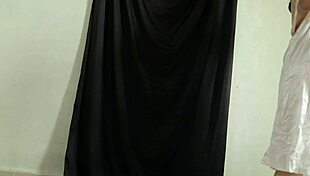 Indo girl tries new satin outfit on big ass