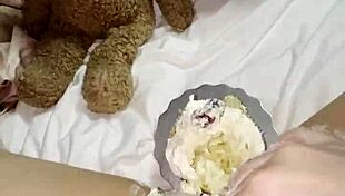 My kinky virgin step sister uses cake for masturbation instead of college