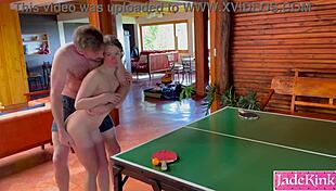 Naked ping pong with daddy leads to rough sex