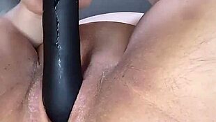 bbw grace stuffs her fat pussy with a big dildo right in the home office