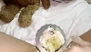 My kinky virgin step sister uses cake for masturbation instead of college