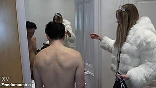 tall findom humiliates her slave