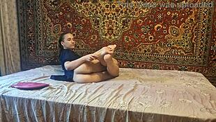 A guy gives a girl an enema at home